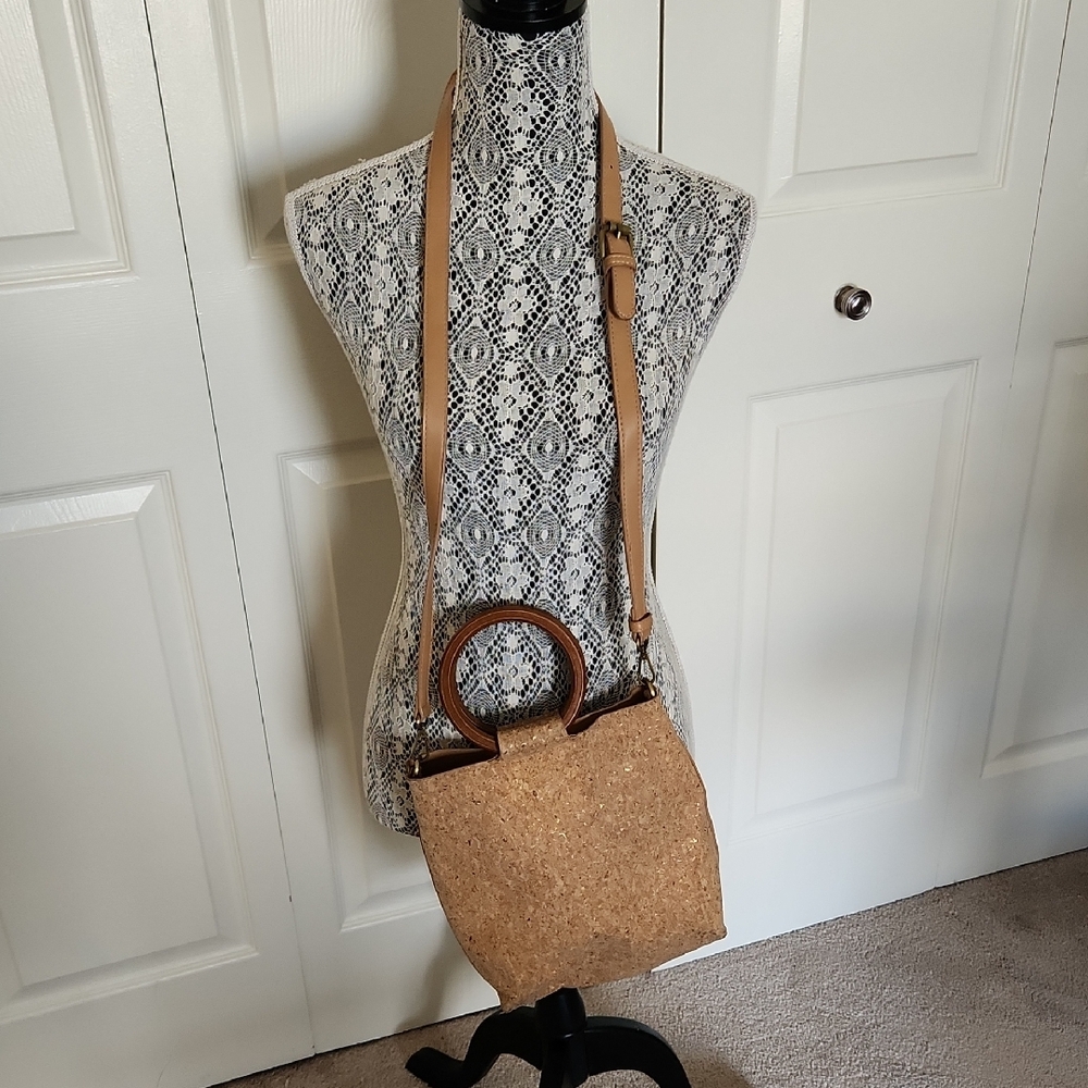 Stylish Cork Tan and Gold Flecked Women's Bag